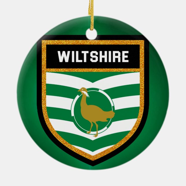 Wiltshire Flag Ceramic Tree Decoration (Back)