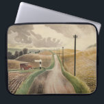 Wiltshire Landscape (by Eric Ravilious) Laptop Sleeve<br><div class="desc">This design features a painting by the British artist Eric Ravilious (1903–1942). It depicts a vintage landscape in Wiltshire, which is a ceremonial county in South West England. There is a car stopping on a rural road beside a signpost. There are telephone poles running down a long stretch of road...</div>