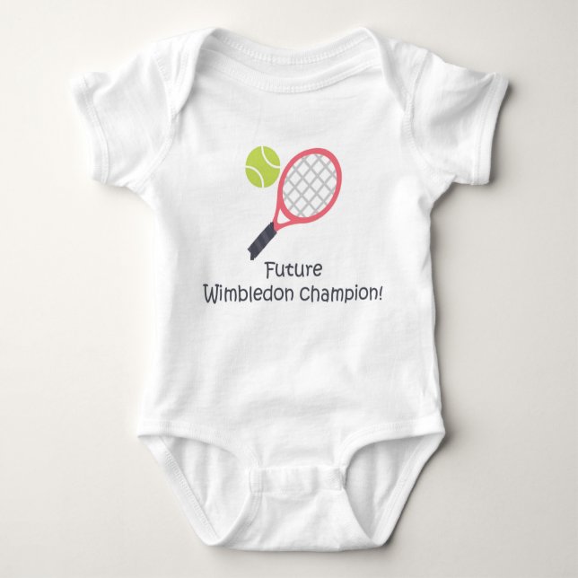 Wimbledon champion cute funny baby tennis bodysuit (Front)