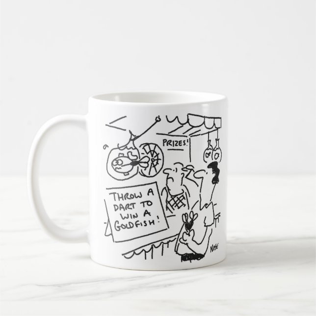 Win a Goldfish at the Fair - Funny Darts Theme Coffee Mug (Left)