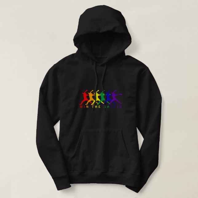 Win the Battle Fast pitch Softball Pitcher LGBT Ga Hoodie (Design Front)