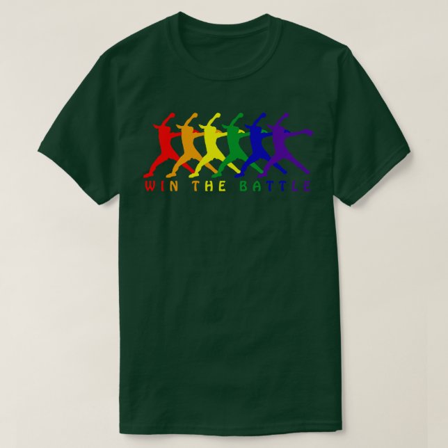 Win the Battle Fastpitch Softball Pitcher Pride LG T-Shirt (Design Front)