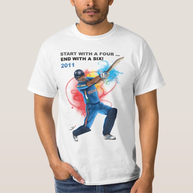 Win the cup with a six - Cricket T-Shirt (Front)