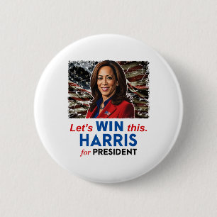 Win This Harris For President Kamala Harris 2024 V 6 Cm Round Badge