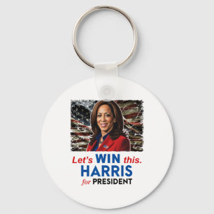 Win This Harris For President Kamala Harris 2024 V Key Ring