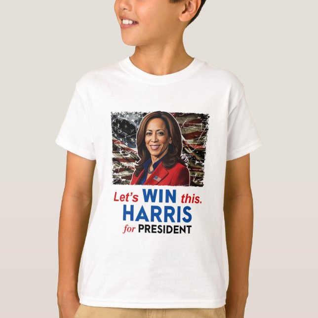 Win This Harris For President Kamala Harris 2024 V T-Shirt (Front)