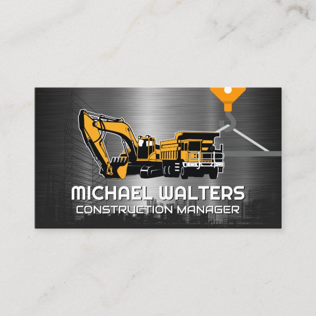 Winch Crane Construction | Construction Vehicles Business Card (Front)