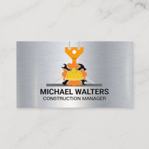 Winch Crane Construction Wrench Hammer Business Card