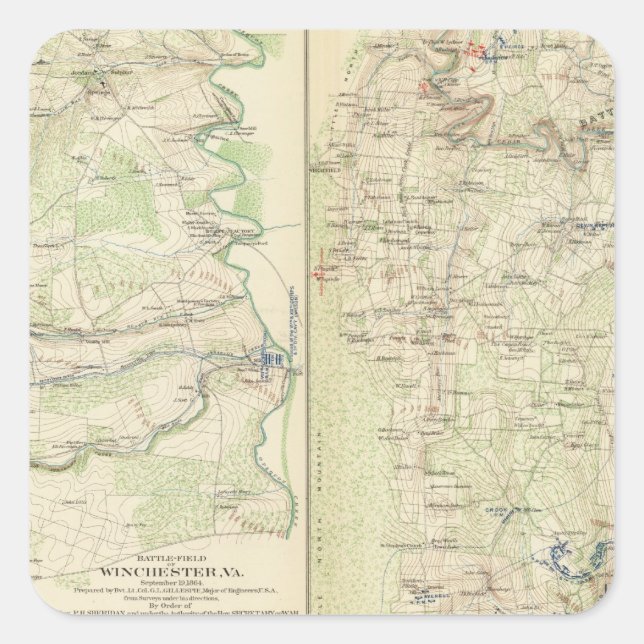 Winchester, Fisher's Hill, Cedar Creek Square Sticker (Front)