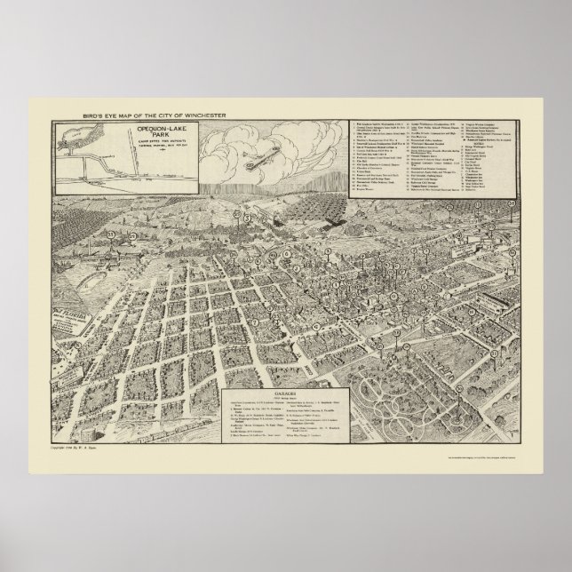 Winchester, VA Panoramic Map - 1926 Poster (Front)