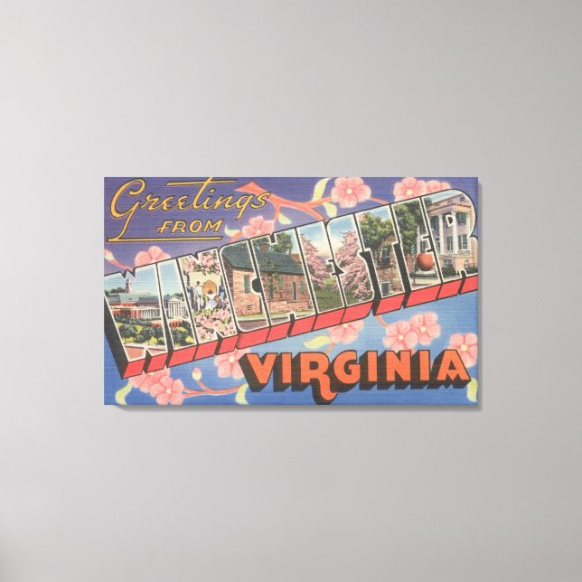 Winchester, Virginia - Large Letter Scenes Canvas Print (Front)