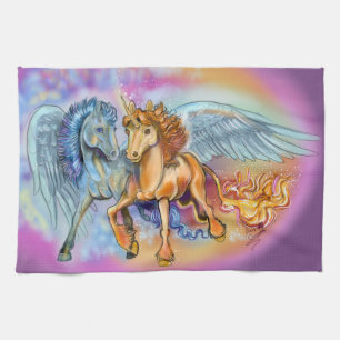 Wind and Flame, Pegasus and Unicorn Tea Towel