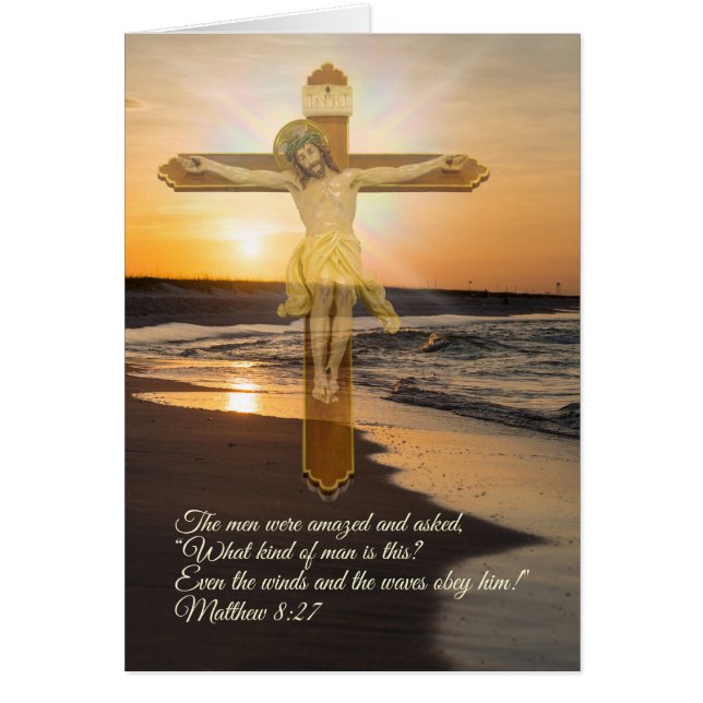 Wind And Waves Obey Him Greeting Card (Front)