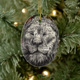 Wind Beneath My Wings Lion Butterflies Animal Art Ceramic Tree Decoration