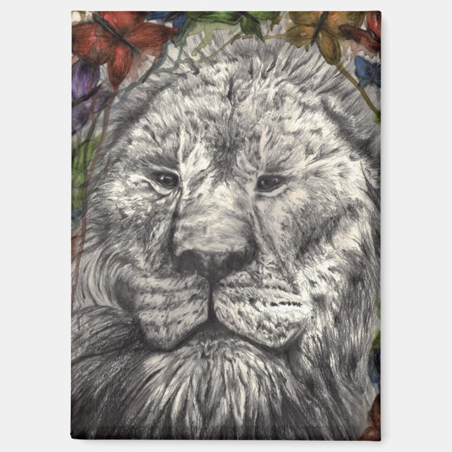Wind Beneath My Wings Lion Butterflies Drawing Magnet (Front)