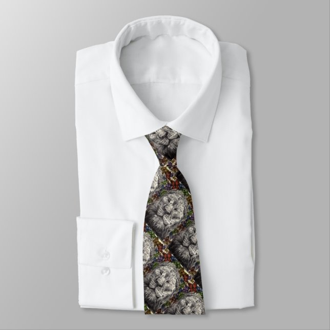 Wind Beneath My Wings Lion Butterfly Animal Art Tie (Tied)