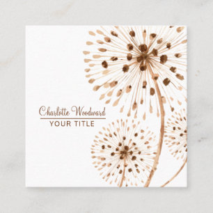 Wind Blown Dandelions Watercolor Flowers Square Business Card