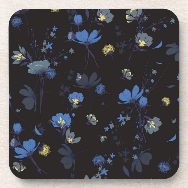 Wind Blown Floral Pattern Coaster (Front)