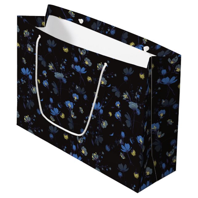 Wind Blown Floral Pattern Large Gift Bag (Front Angled)