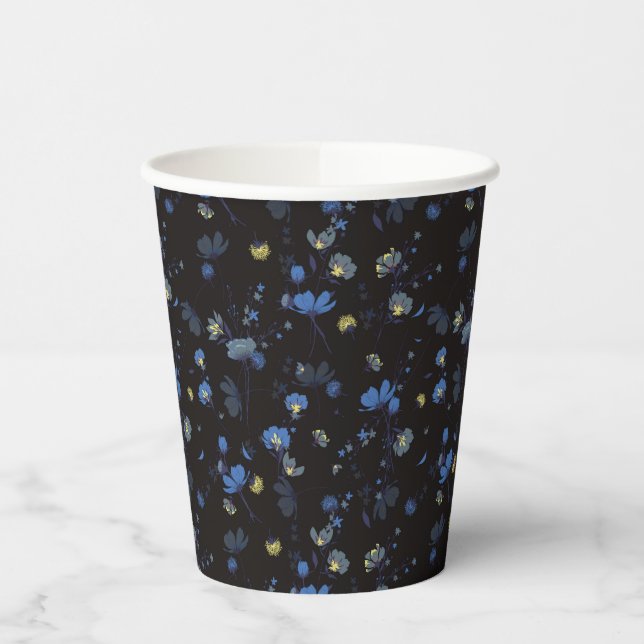 Wind Blown Floral Pattern Paper Cups (Left)