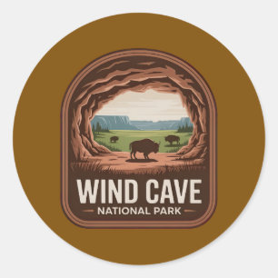 Wind Cave National Park Bison Badge Classic Round Sticker