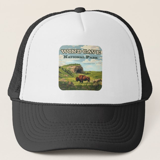 Wind Cave National Park Bison South Dakota Trucker Hat (Front)