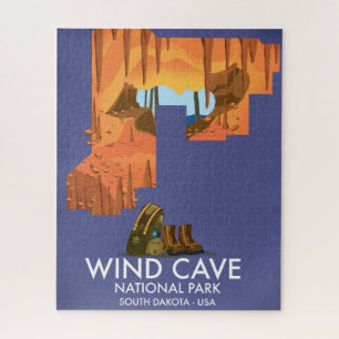 Wind Cave National Park hiking travel poster. Jigsaw Puzzle