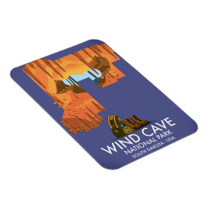 Wind Cave National Park hiking travel poster. Magnet
