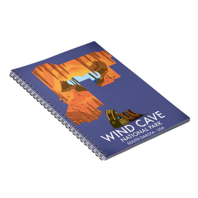 Wind Cave National Park hiking travel poster. Notebook (Right Side)
