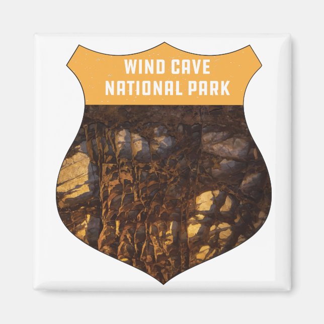 Wind Cave National Park Retro Boxwork South Dakota Magnet (Front)