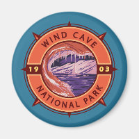 Wind Cave National Park Retro Compass Emblem