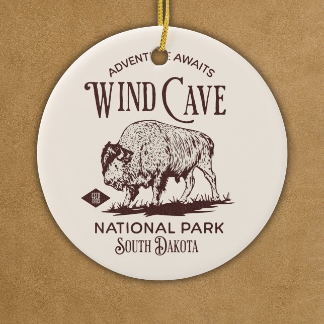 Wind Cave National Park South Dakota Ceramic Tree Decoration (Creator Uploaded)