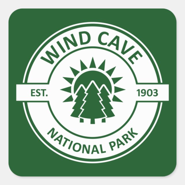 Wind Cave National Park Sun Trees Square Sticker (Front)