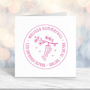 Wind Chime Blossoms Round Address Self-inking Stamp