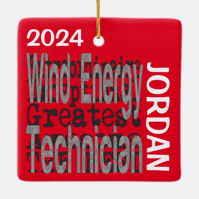 Wind Energy Technician Extraordinaire CUSTOM Ceramic Ornament (Back)