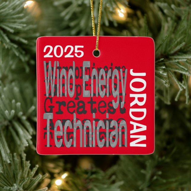 Wind Energy Technician Extraordinaire CUSTOM Ceramic Ornament (Tree)