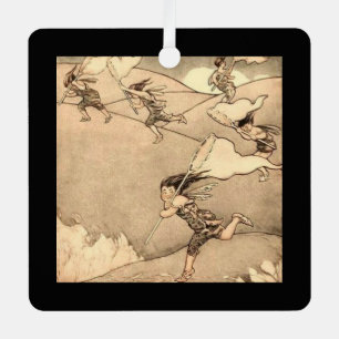 Wind Faeries Catching Wind  Metal Tree Decoration