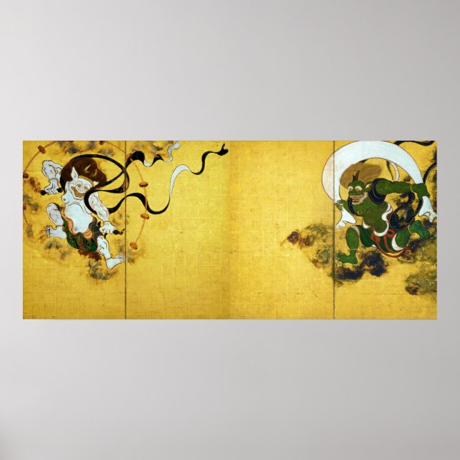 Wind god and Thunder god, Tawaraya Sotatsu Poster (Front)