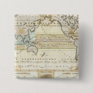 Wind Map of Earth 15 Cm Square Badge
