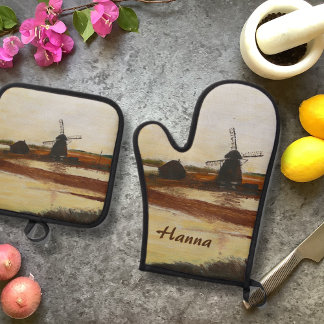 Wind Mill Oven Mitt & Pot Holder Set