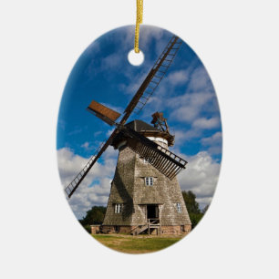 Wind mill with blue sky ceramic tree decoration