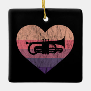 Wind Player Loves Cornet And Flugelhorn Ceramic Ornament
