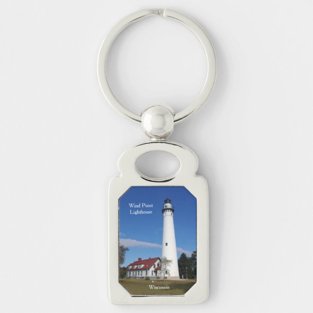 Wind Point Lighthouse metal key chain (Front)