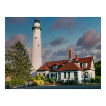 Wind Point Lighthouse on Lake Michigan 