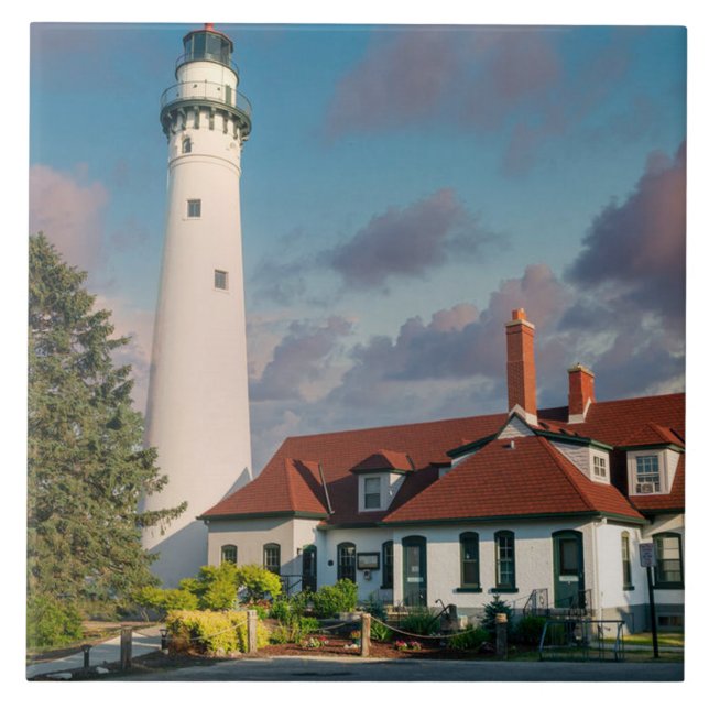 Wind Point Lighthouse on Lake Michigan  Tile (Front)