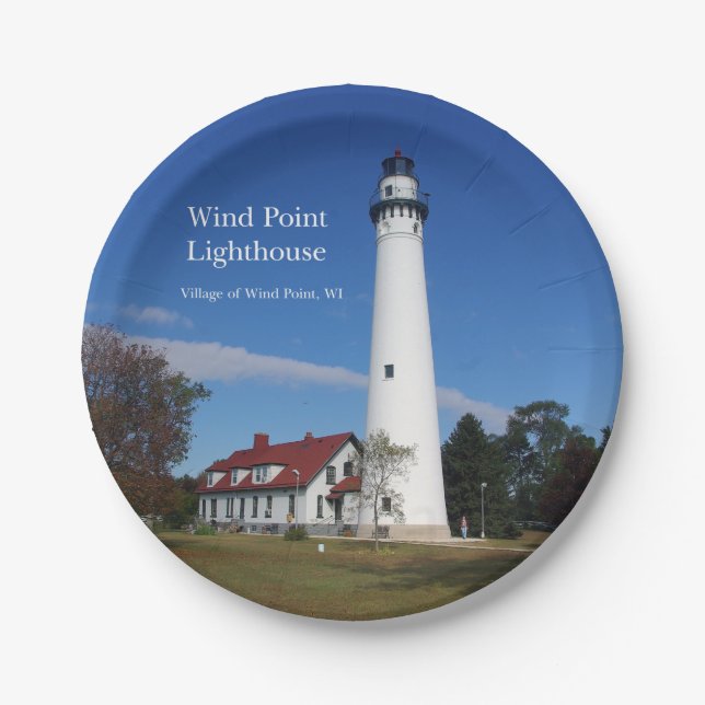 Wind Point Lighthouse paper plate (Front)