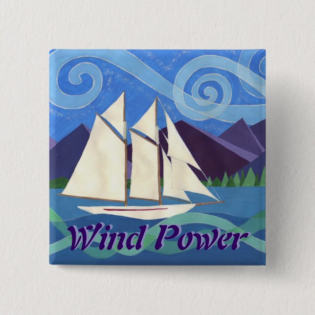 Wind Power 15 Cm Square Badge (Front)