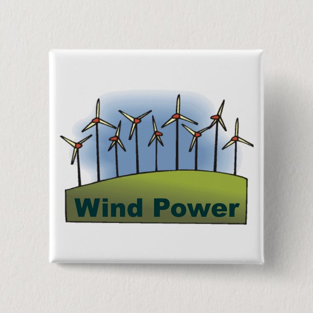 Wind Power 15 Cm Square Badge (Front)