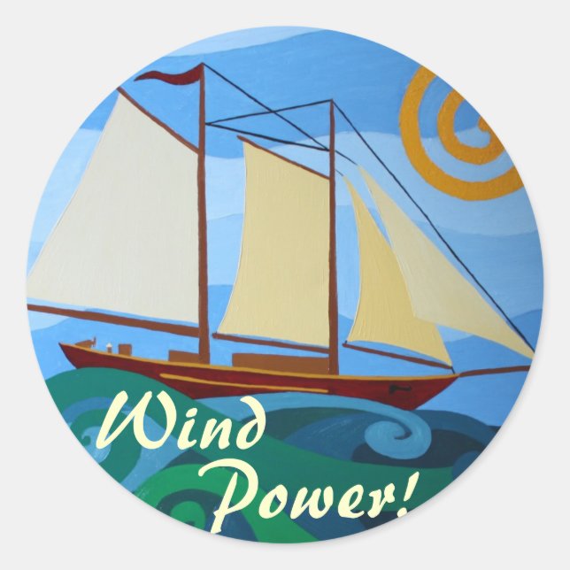 Wind Power Classic Round Sticker (Front)