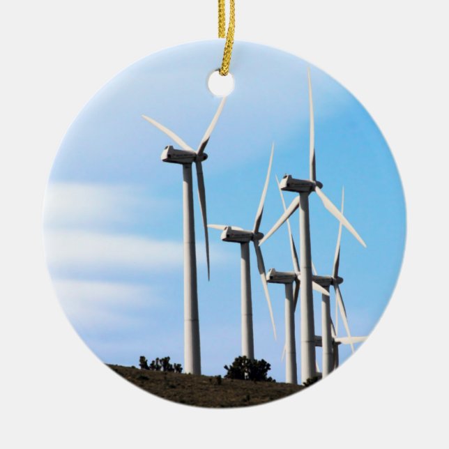 Wind Power Mojave Tehachapi Wind Farm Ceramic Tree Decoration (Front)